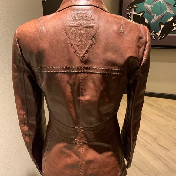 Gucci fitted brown leather blazer style jacket - Picture 4 of 7